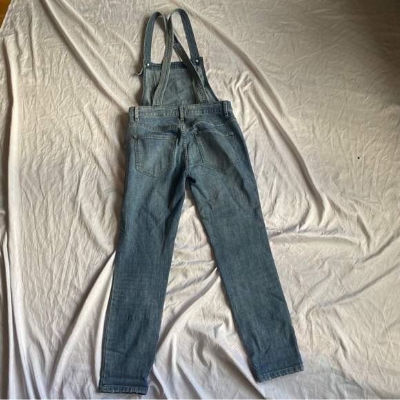 Free People Overalls Milo Slim Ankle Distressed Denim Jean Side Zip Size 25 - Picture 9 of 10